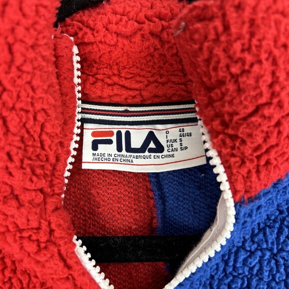 Fila Sherpa Sweater Men’s Size Small Back Red White Blue Zip Up Jacket - Picture 4 of 11